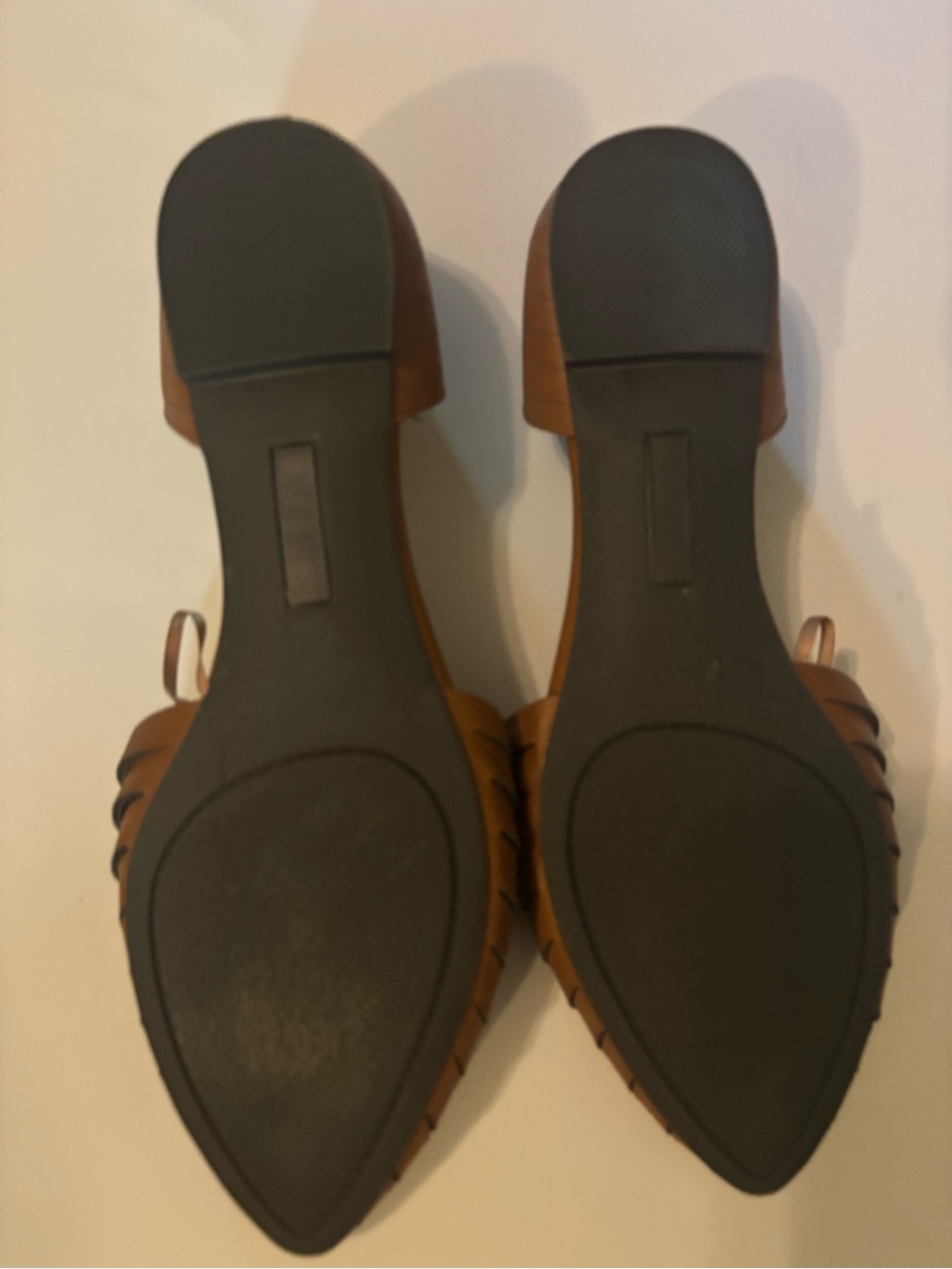 Women's Tan Pointed D'Orsay Flats with Strappy Cutout Detail - Picture 3 of 3